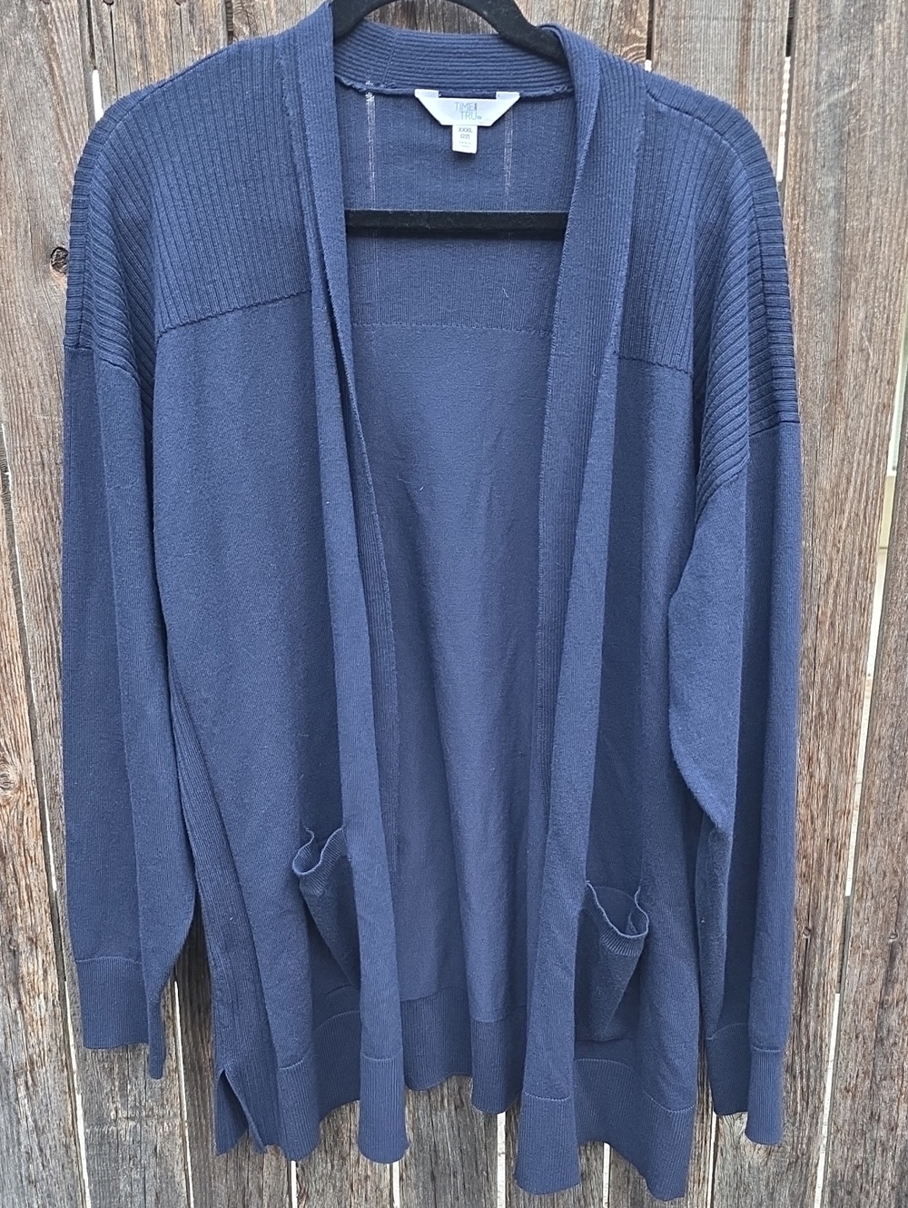 Time and Tru Navy Open-Front Women's Cardigan